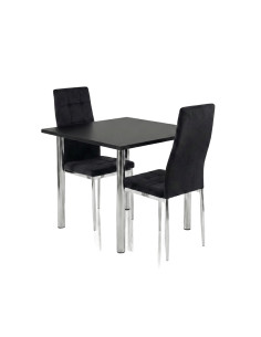 Zestaw stół Lugano 80x80 blat czarny/nogi chrom 2 Monako...