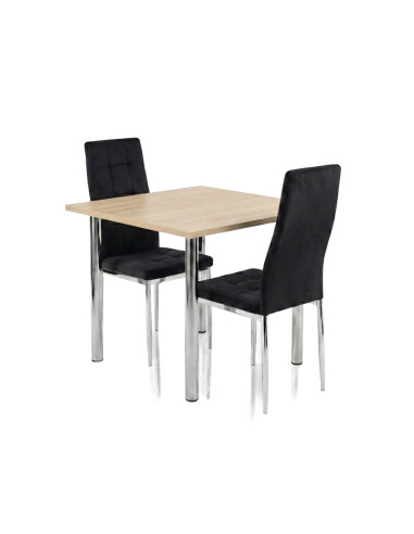 Zestaw stół Lugano 80x80 blat czarny/nogi chrom...