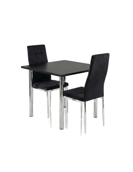 Zestaw stół Lugano 80x80 blat sonoma/nogi chrom 2 Monako czarne welur