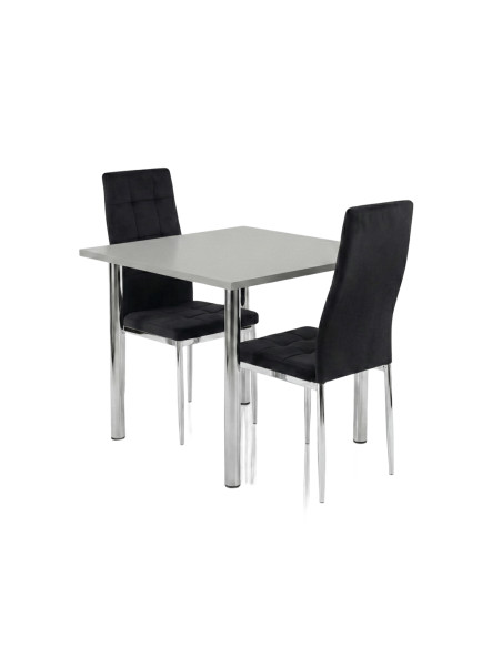 Zestaw stół Lugano 80x80 blat sonoma/nogi chrom 2 Monako czarne welur