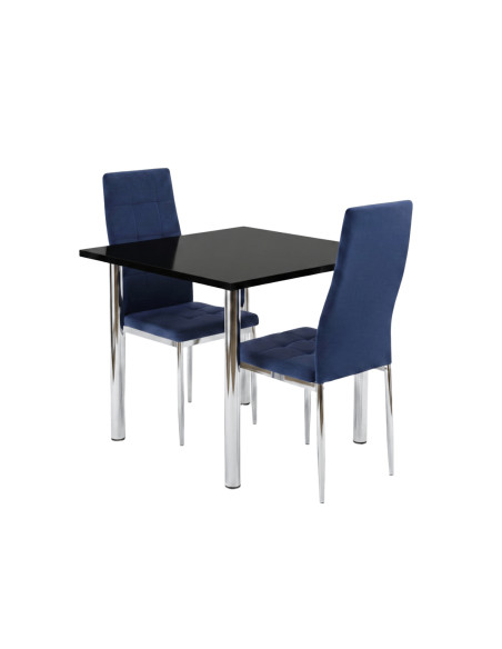 Zestaw stół Lugano 80x80 blat sonoma/nogi chrom 2 Monako granat welur