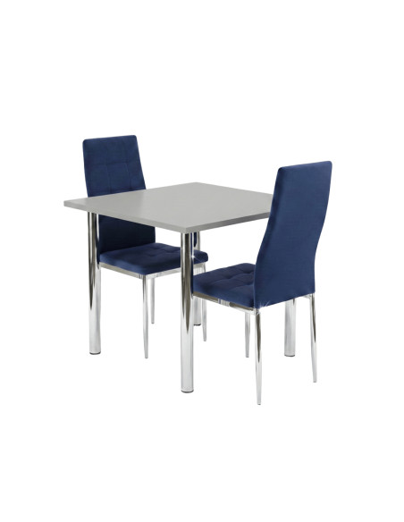 Zestaw stół Lugano 80x80 blat sonoma/nogi chrom 2 Monako granat welur