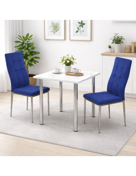 Zestaw stół Lugano 80x80 blat sonoma/nogi chrom 2 Monako granat welur