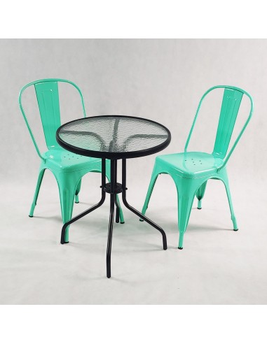 Zestaw stół BISTRO czarny i 2 miedziane krzesła...