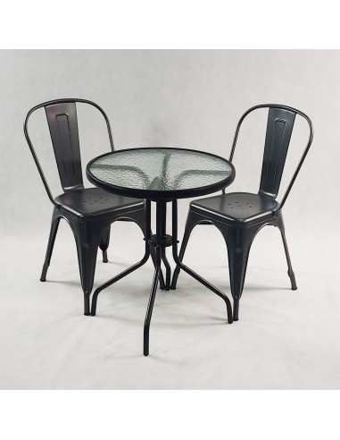 Zestaw stół BISTRO czarny i 2 miedziane krzesła...