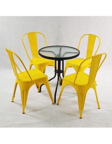 Zestaw stół BISTRO czarny i 4 szare krzesła...