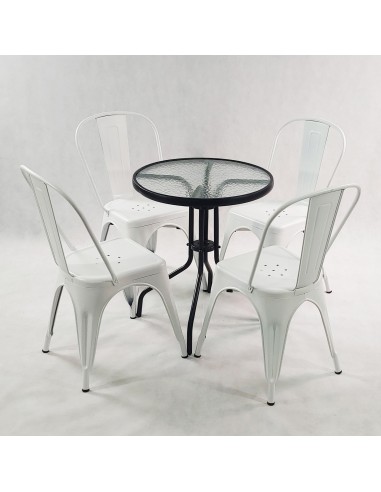 Zestaw stół BISTRO czarny i 4 szare krzesła...