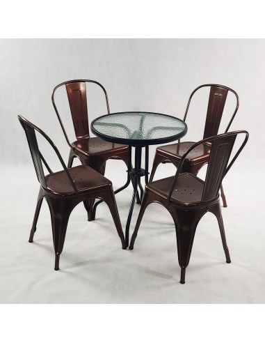 Zestaw stół BISTRO czarny i 4 szare krzesła...