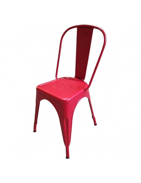 Zestaw stół BISTRO czarny i 4 czerwone krzesła metalowe PARIS