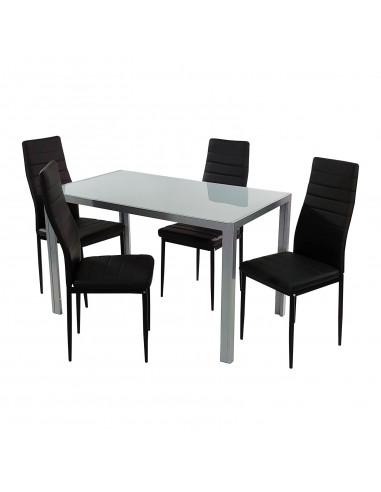 Stół MONAKO szary i 4 krzesła NICEA czarne