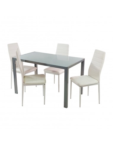Stół MONAKO szary i 4 krzesła NICEA białe