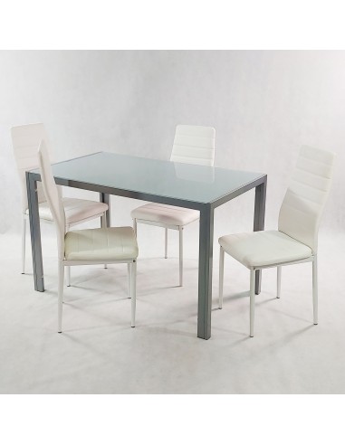 Stół MONAKO szary i 4 krzesła NICEA szare