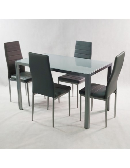 Stół MONAKO szary i 4 krzesła NICEA szare