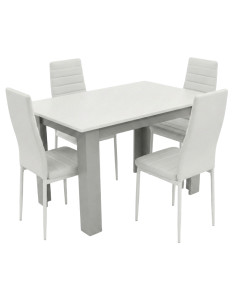 Zestaw stół 120x80 blat biały/nogi jasno szare 4 białe...
