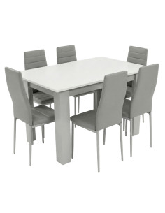 Zestaw stół 120x80 blat biały/nogi jasno szare 6 szarych...