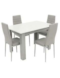 Zestaw stół 120x80 blat biały/nogi jasno szare 4 szare...