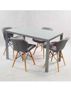 Zestaw stół Monako szary i 4 krzesła Eliot FABRIC szare 2