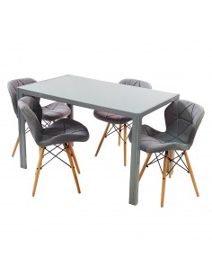 Zestaw stół Monako szary i 4 krzesła Eliot FABRIC szare