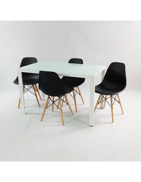 Zestaw stół Monako szary i 4 grafitowe krzesła Milano