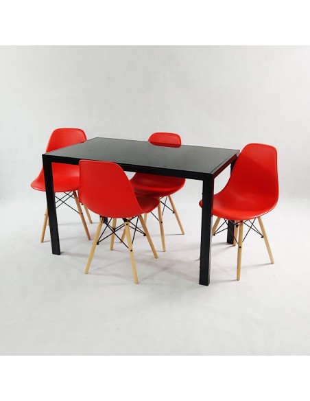 Zestaw stół Monako szary i 4 grafitowe krzesła Milano