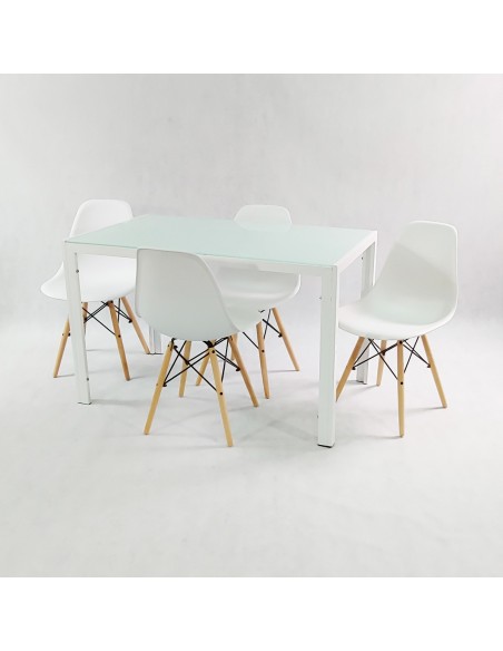 Zestaw stół Monako szary i 4 grafitowe krzesła Milano