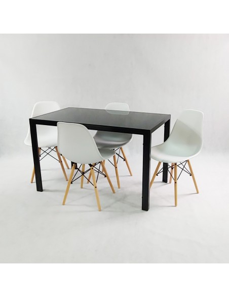 Zestaw stół Monako szary i 4 grafitowe krzesła Milano