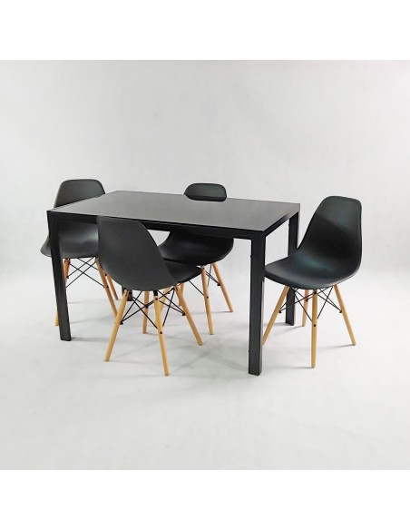 Zestaw stół Monako szary i 4 grafitowe krzesła Milano