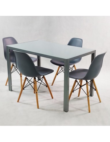 Zestaw stół Monako szary i 4 grafitowe krzesła...