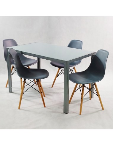 Zestaw stół Monako szary i 4 grafitowe krzesła...