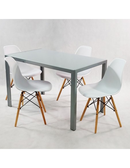 Zestaw stół Monako szary i 4 grafitowe krzesła Milano