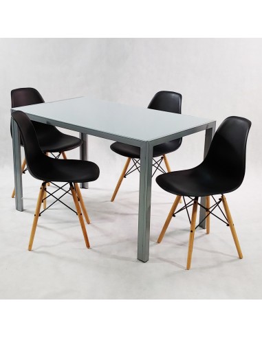 Zestaw stół Monako szary i 4 grafitowe krzesła...