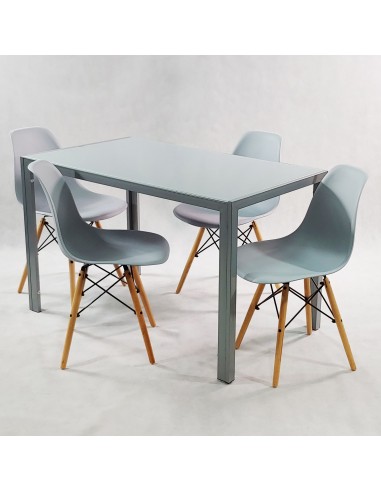 Zestaw stół Monako szary i 4 grafitowe krzesła...