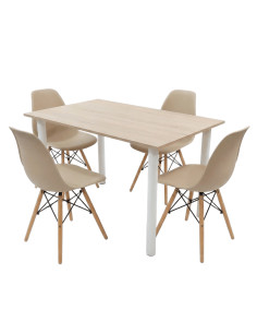 Zestaw stół Lugano 120x80 sonoma/nogi białe 4 krzesła...