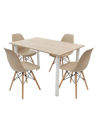 Zestaw stół Lugano 120x80 sonoma/nogi białe 4...