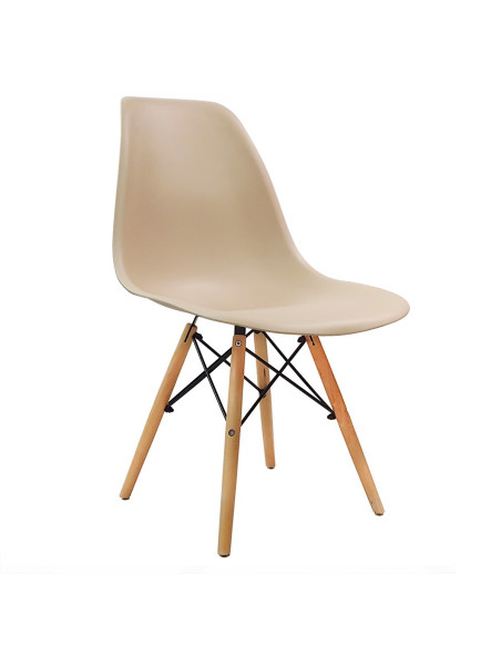 Zestaw stół Lugano 120x80 sonoma/nogi białe 6 krzeseł Milano beżowych