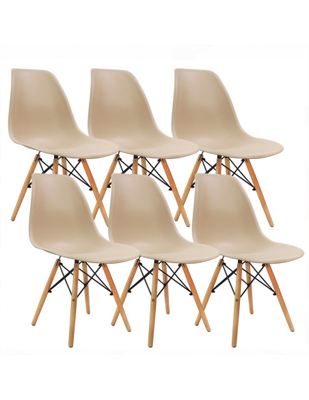 Zestaw stół Lugano 120x80 sonoma/nogi białe 6 krzeseł Milano beżowych