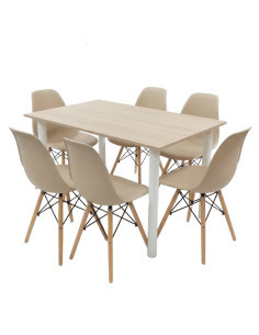 Zestaw stół Lugano 120x80 sonoma/nogi białe 6 krzeseł...