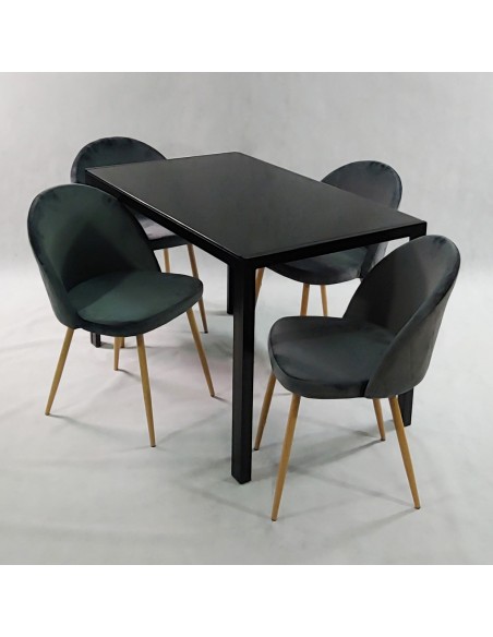 Zestaw stół MONAKO szary i 4 krzesła DENWER VELVET granatowe