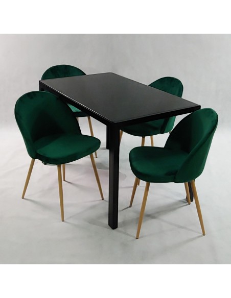 Zestaw stół MONAKO szary i 4 krzesła DENWER VELVET granatowe