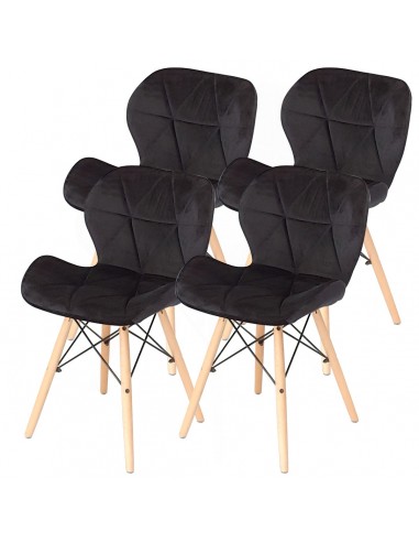 4 krzesła ELIOT VELVET czarne - welur