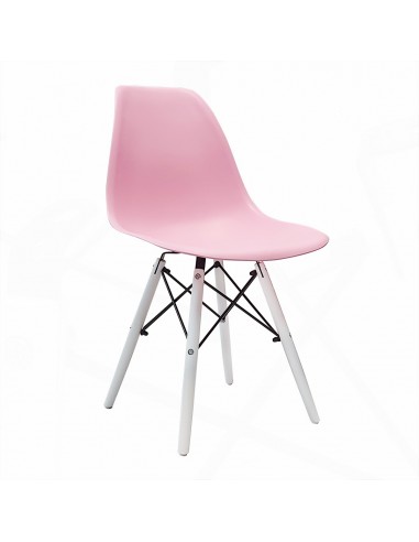 Krzesło DSW Milano różowe, nogi białe