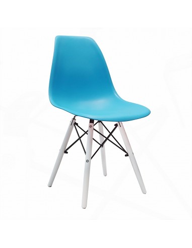 Krzesło DSW Milano niebieskie, nogi białe