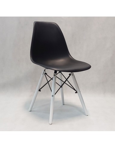 Krzesło DSW Milano czarne, nogi białe