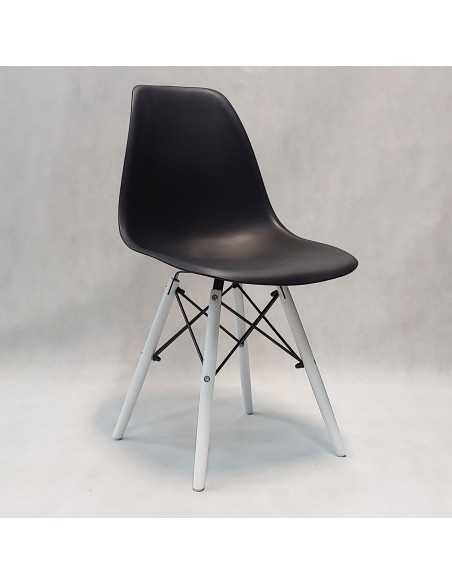 Krzesło DSW Milano czarne, nogi białe