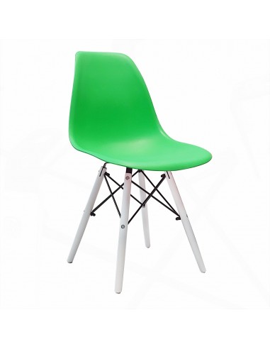 Krzesło DSW Milano zielone, nogi białe