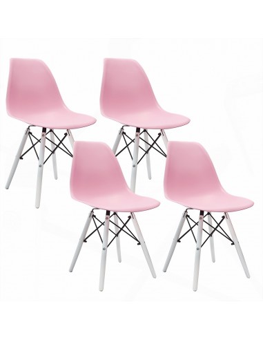4 krzesła DSW Milano różowe, nogi białe
