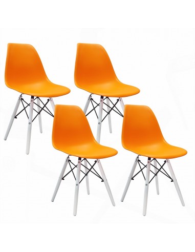 4 krzesła DSW Milano pomarańczowe, nogi białe