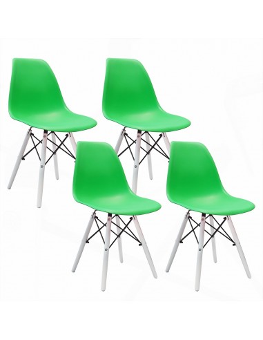 4 krzesła DSW Milano zielone, nogi białe