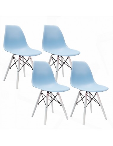 4 krzesła DSW Milano jasno niebieskie, nogi białe