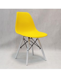4 krzesła DSW Milano żółte, nogi białe 2